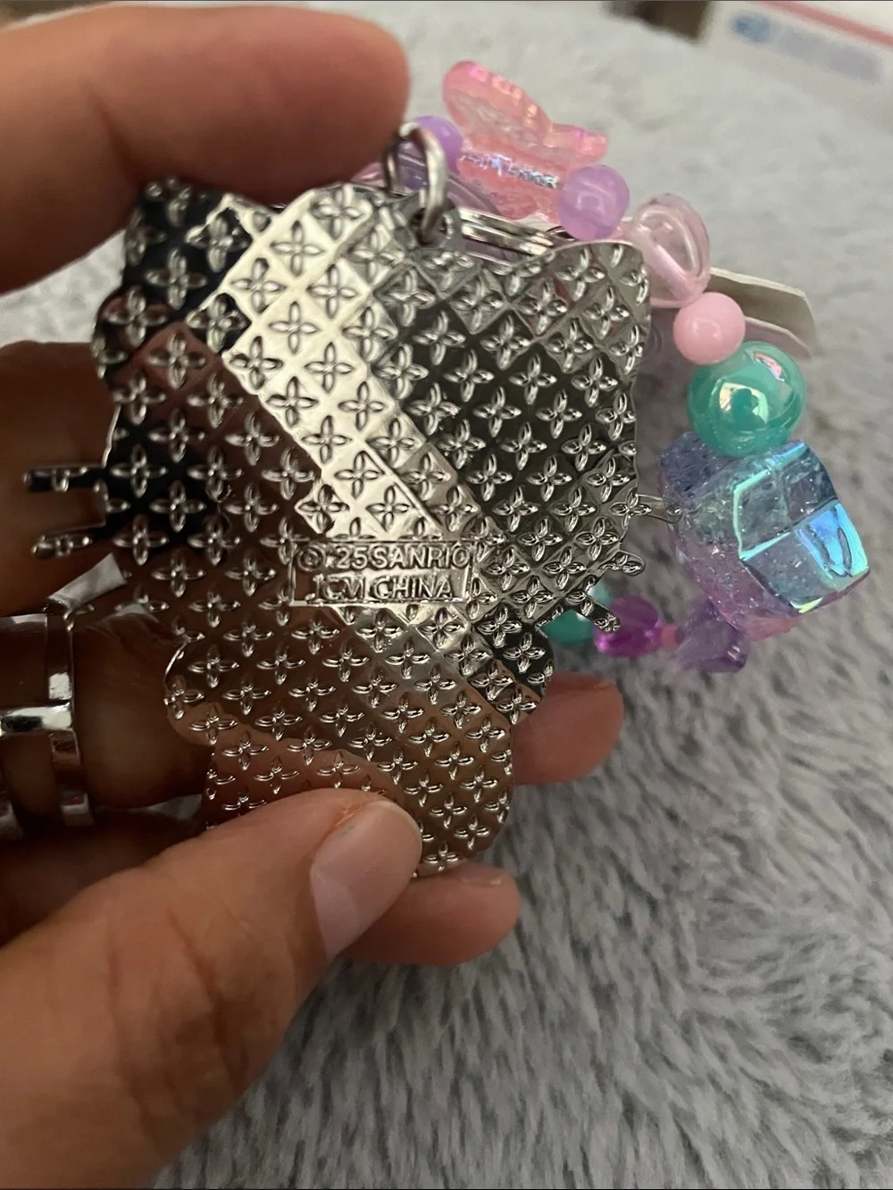 Hello Kitty Pink, Purple & Teal Beaded Keychain Set